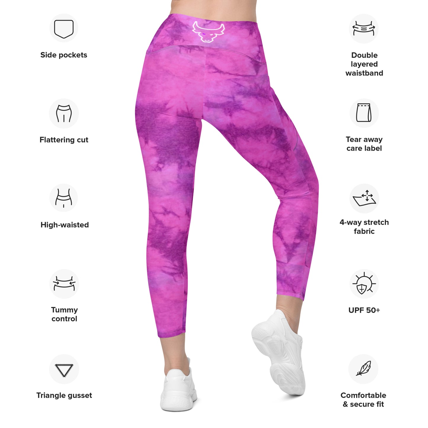 Purple Tie Dye High Waisted Leggings with pockets