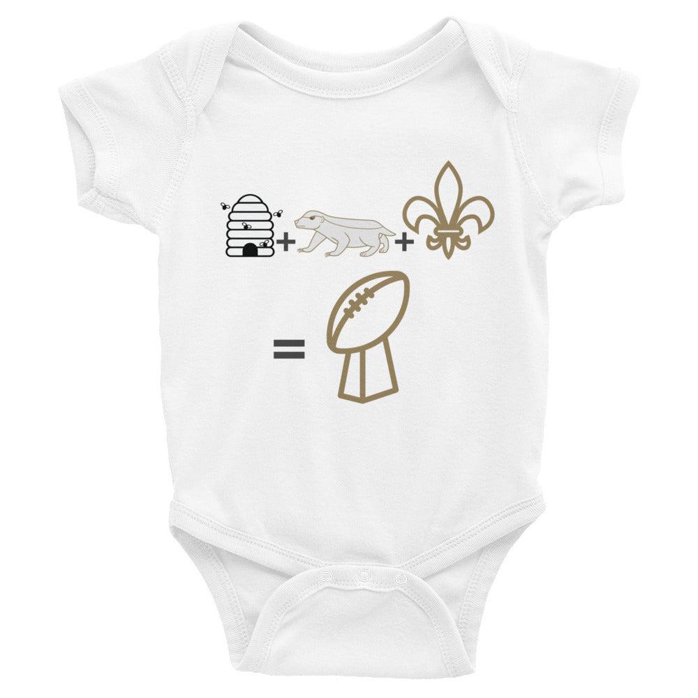 Honey+ Badger + Flur De Lis = Champion Infant Onesie