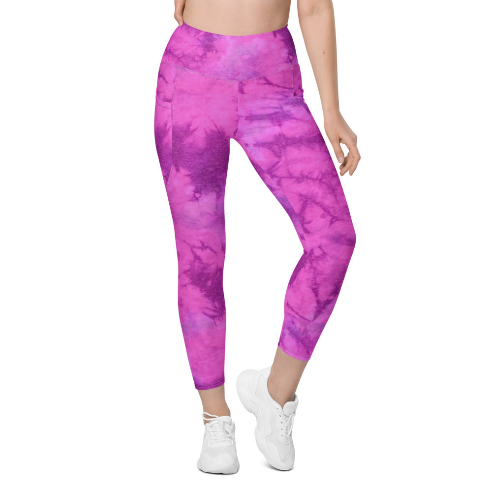 Purple Tie Dye High Waisted Leggings with pockets